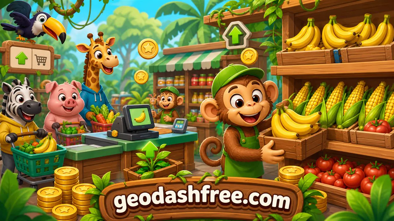 Monkey Mart unblocked online supermarket gameplay